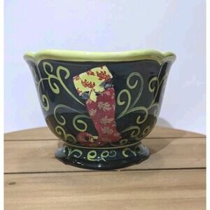 HOLIDAY SPLENDOR Christmas Stocking Bowl Certified Int'l Patricia Brubaker Art